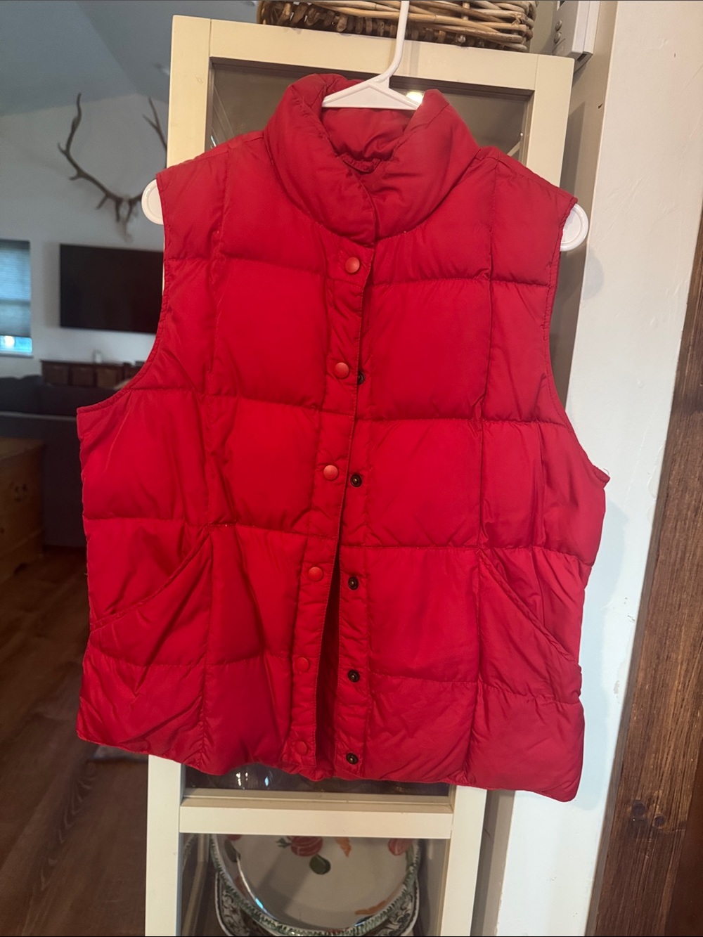 Lands' End Bright Red Quilted Puffer Vest